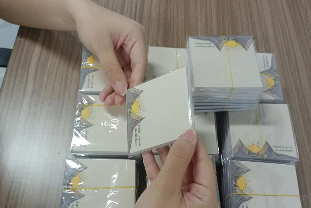 A worker is checking the finished product